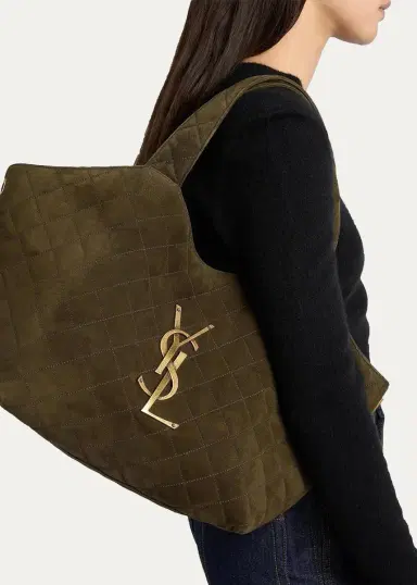 Saint Laurent Icare Medium Quilted Suede Tote Bag | Thumbnail 2