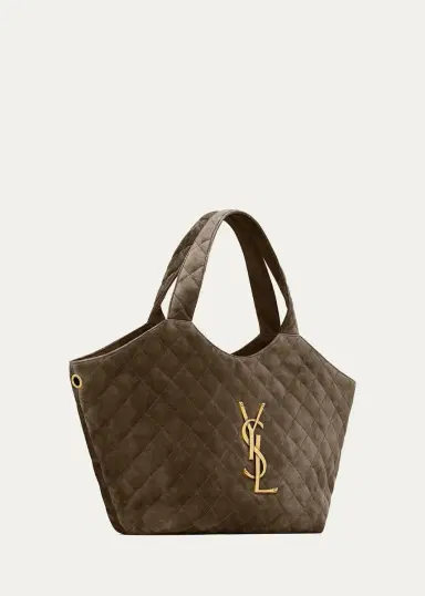 Saint Laurent Icare Medium Quilted Suede Tote Bag | Thumbnail 4