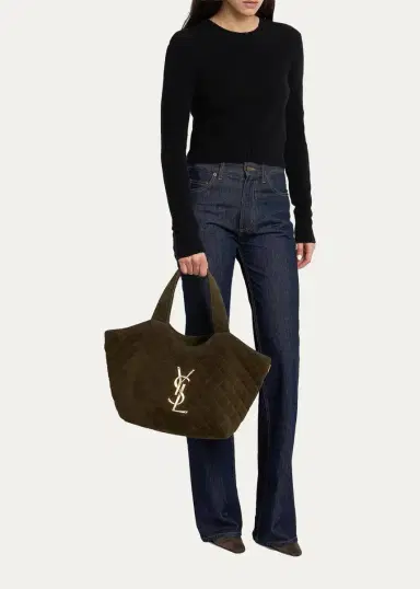 Saint Laurent Icare Medium Quilted Suede Tote Bag | Thumbnail 5