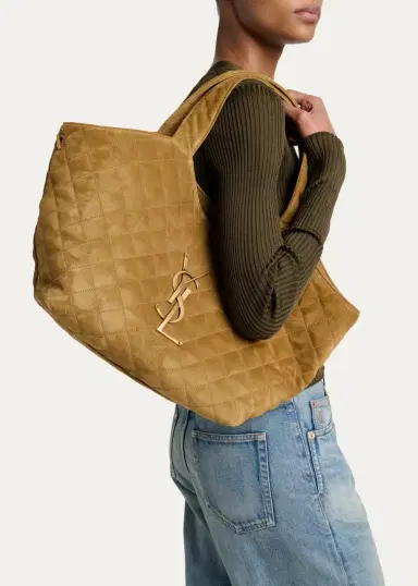 Saint Laurent Icare Medium Quilted Suede Tote Bag | Thumbnail 6