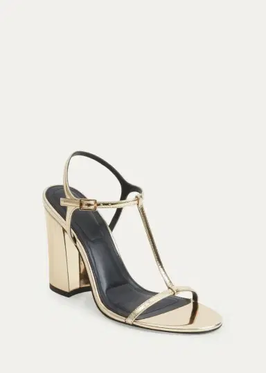 Simkhai 90mm Stacey Metallic Leather T-Strap Sandals | Thumbnail 2
