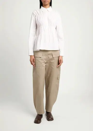 Proenza Schouler Pearl Cinched Cotton Poplin Shirt | Thumbnail 2