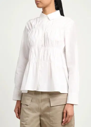 Proenza Schouler Pearl Cinched Cotton Poplin Shirt | Thumbnail 4