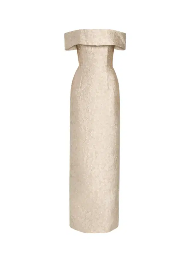 Markarian Clover Metallic Floral Jacquard Off-The-Shoulder Column Gown