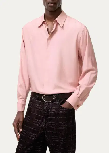 Burberry Men's Relaxed Fit Silk Shirt | Thumbnail 2 Burberry Men's Relaxed Fit Silk Shirt | Thumbnail 2
