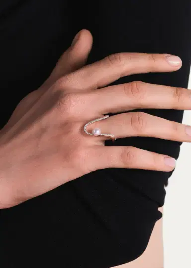 Marie Mas 18K Diamond and Pearl Radiant Ring | Thumbnail 2 Marie Mas 18K Diamond and Pearl Radiant Ring | Thumbnail 2