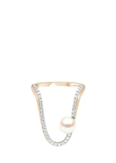 Marie Mas 18K Diamond and Pearl Radiant Ring | Thumbnail 1 Marie Mas 18K Diamond and Pearl Radiant Ring | Thumbnail 1
