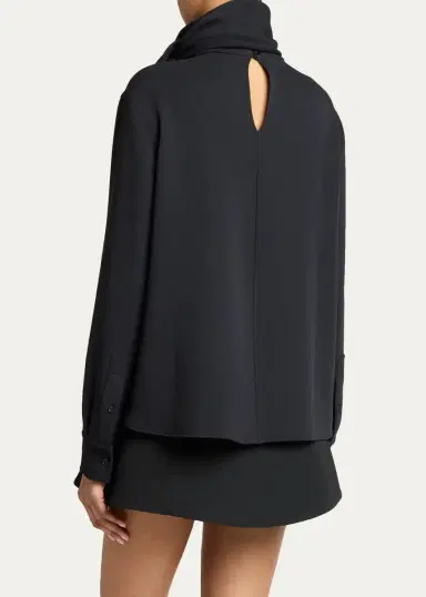 Balenciaga Wool-Silk Top w/ Scarf Tie | Thumbnail 3 Balenciaga Wool-Silk Top w/ Scarf Tie | Thumbnail 3