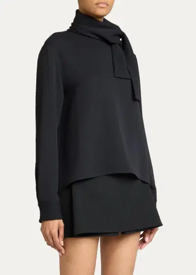 Balenciaga Wool-Silk Top w/ Scarf Tie | Thumbnail 4 Balenciaga Wool-Silk Top w/ Scarf Tie | Thumbnail 4