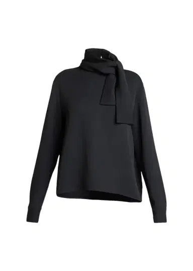 Balenciaga Wool-Silk Top w/ Scarf Tie | Thumbnail 1 Balenciaga Wool-Silk Top w/ Scarf Tie | Thumbnail 1