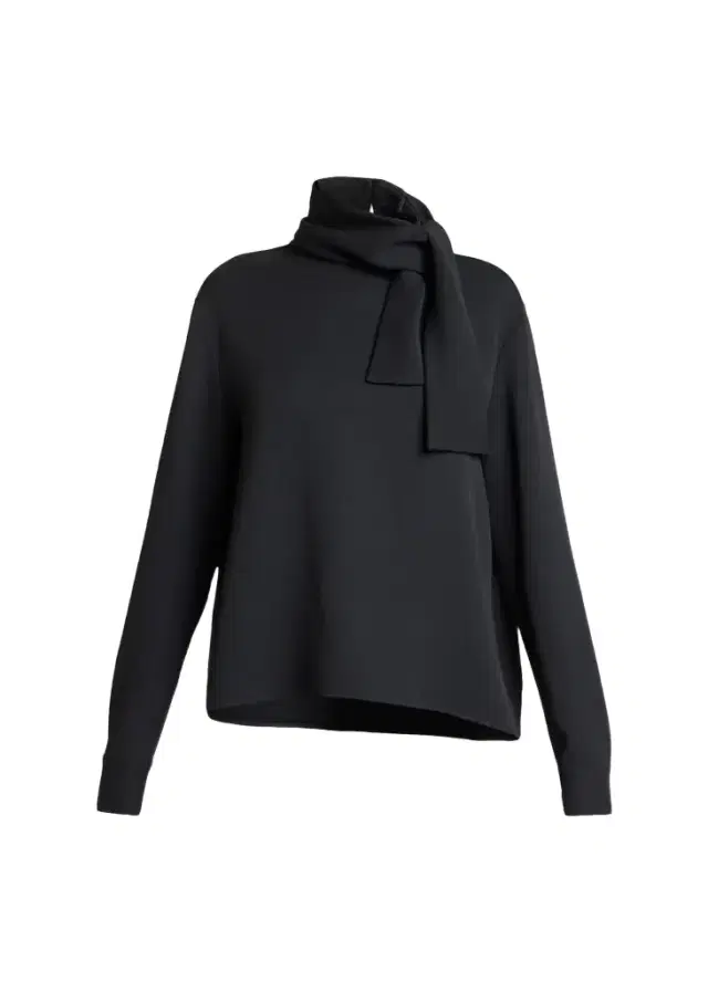 Balenciaga Wool-Silk Top w/ Scarf Tie