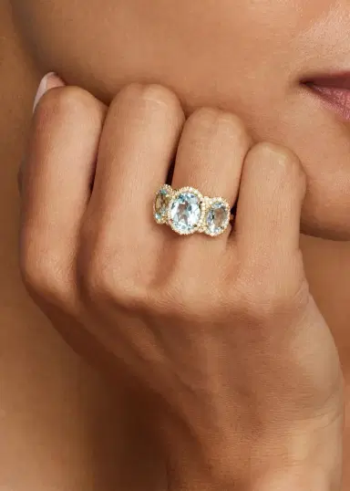 Jamie Wolf 18K Yellow Gold Sky Blue Topaz and Aquamarine Oval Ring with Diamonds | Thumbnail 2 Jamie Wolf 18K Yellow Gold Sky Blue Topaz and Aquamarine Oval Ring with Diamonds | Thumbnail 2