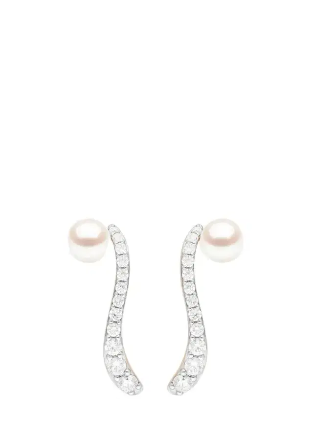 Marie Mas 18K Ray Pearl and Diamond Earrings