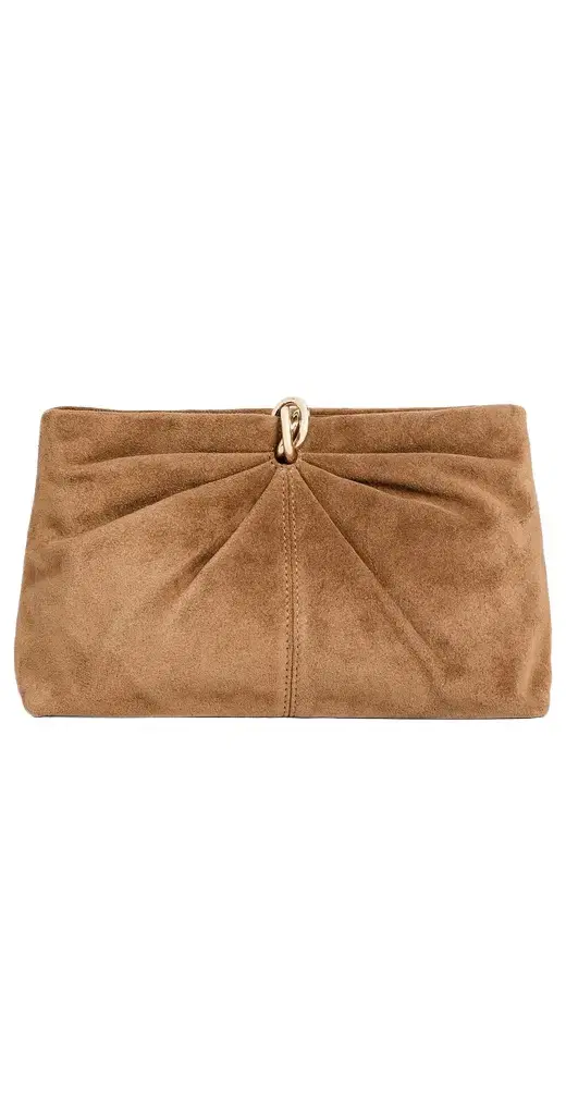 Corrine Gathered Multi Ring Suede Clutch