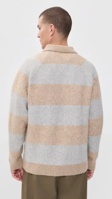 Les Deux Striped Melange Knitted Polo | Thumbnail 3 Les Deux Striped Melange Knitted Polo | Thumbnail 3
