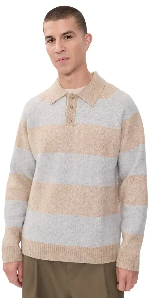 Striped Melange Knitted Polo