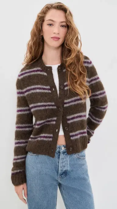 Jenni Kayne Bordeaux Stripe Timber Cardigan | Thumbnail 2 Jenni Kayne Bordeaux Stripe Timber Cardigan | Thumbnail 2