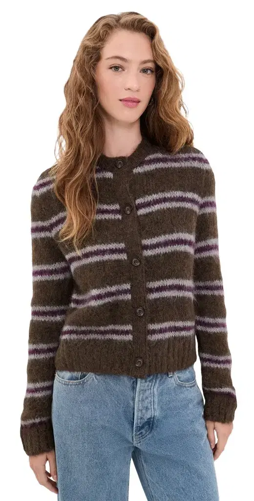 Jenni Kayne Bordeaux Stripe Timber Cardigan