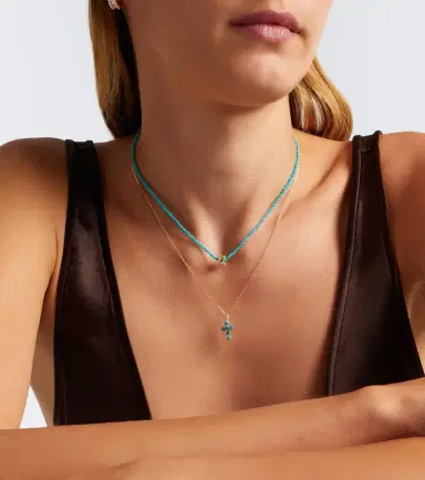 Suzanne Kalan Infinite 18kt gold beaded necklace with turquoise and diamonds | Thumbnail 4 Suzanne Kalan Infinite 18kt gold beaded necklace with turquoise and diamonds | Thumbnail 4