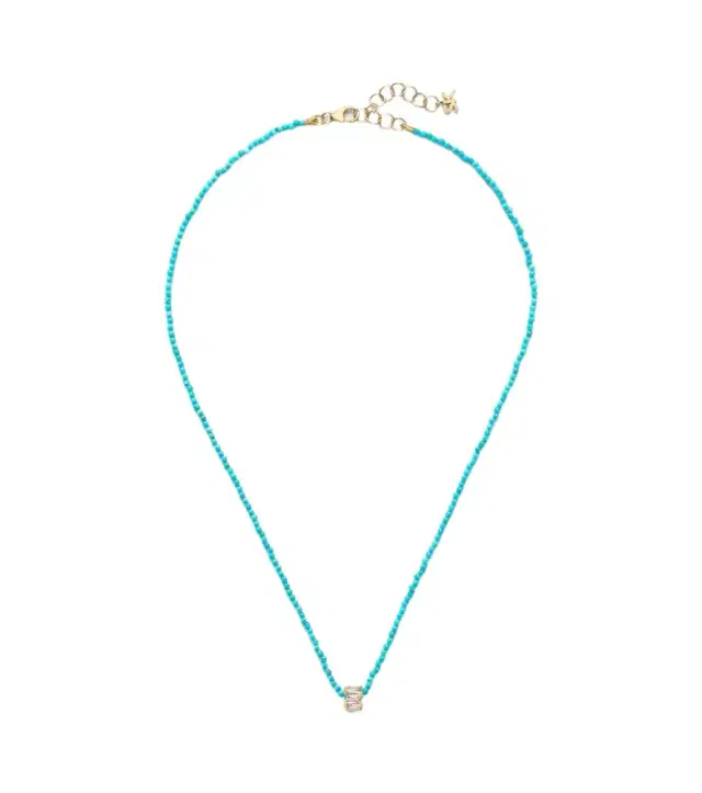 Suzanne Kalan Infinite 18kt gold beaded necklace with turquoise and diamonds