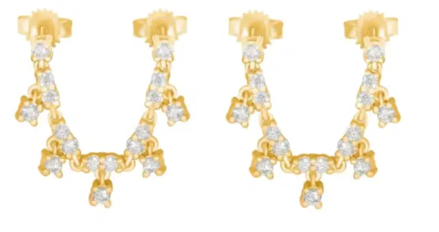 Wish Fine Jewelry 0.78ct Diamond 14K Gold Draped Chain Earrings