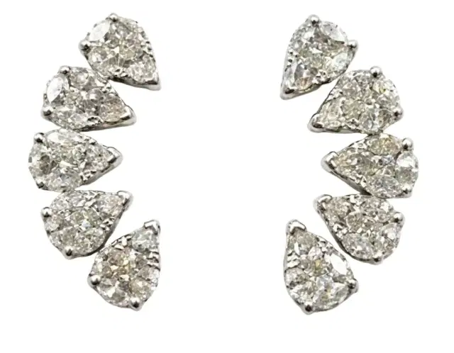 1.14ct Diamond 18K Gold Climber Earrings