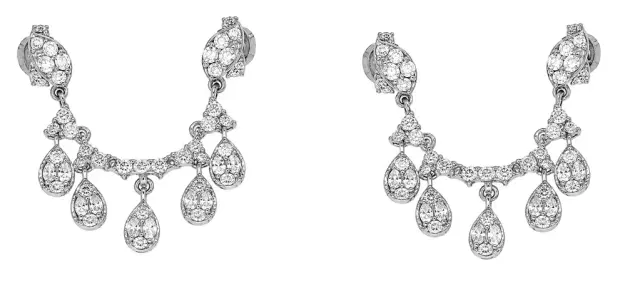 Wish Fine Jewelry 1.20ct Diamond 14K Gold Draped Chain Earrings