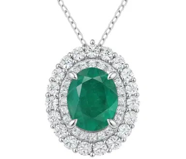 Wish Fine Jewelry 2.21ct Diamond Emerald 18K Gold Halo Pendant Chain Necklace | Thumbnail 1 Wish Fine Jewelry 2.21ct Diamond Emerald 18K Gold Halo Pendant Chain Necklace | Thumbnail 1