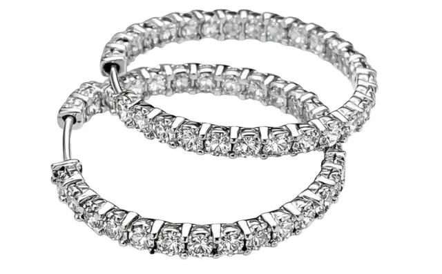 Wish Fine Jewelry 3.00ct Diamond 14K Gold Hoops Earrings
