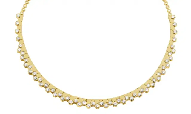 5.04ct Diamond 14K Gold Beehive Necklace 5.04ct Diamond 14K Gold Beehive Necklace