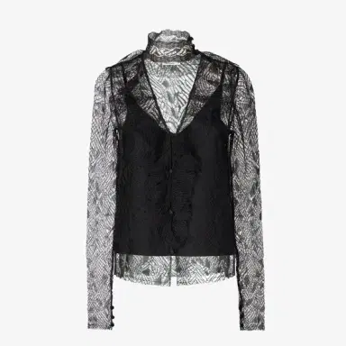 Fendi Long-sleeved shirt made of silk yarn with a black Cuneo | Thumbnail 2 Fendi Long-sleeved shirt made of silk yarn with a black Cuneo | Thumbnail 2