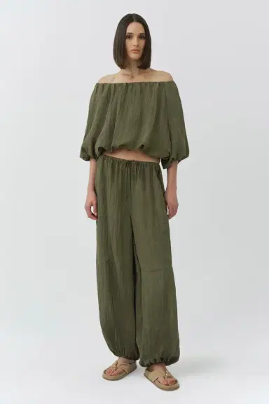 Simkhai Anni Puff Sleeve Cropped Top | Thumbnail 2