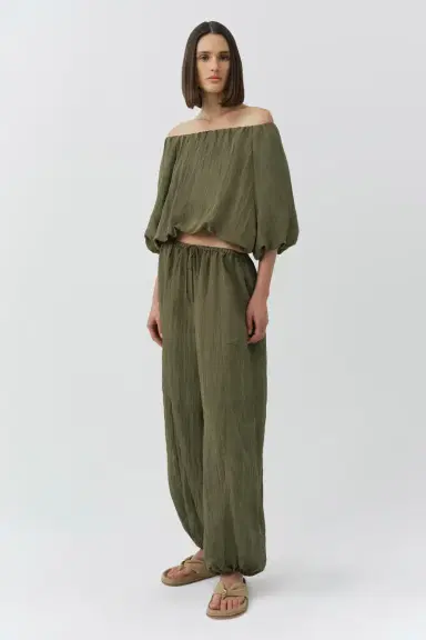 Simkhai Anni Puff Sleeve Cropped Top | Thumbnail 4