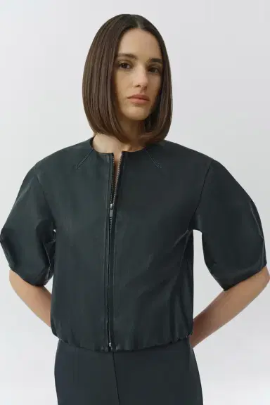 Simkhai Austyn Short Sleeve Leather Jacket | Thumbnail 3 Simkhai Austyn Short Sleeve Leather Jacket | Thumbnail 3