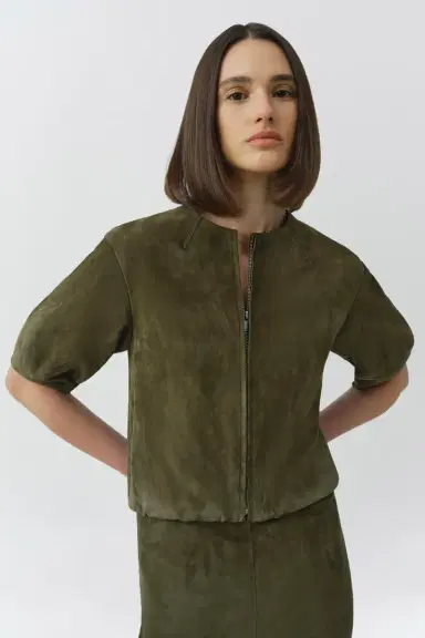 Simkhai Austyn Short Sleeve Suede Jacket | Thumbnail 3 Simkhai Austyn Short Sleeve Suede Jacket | Thumbnail 3