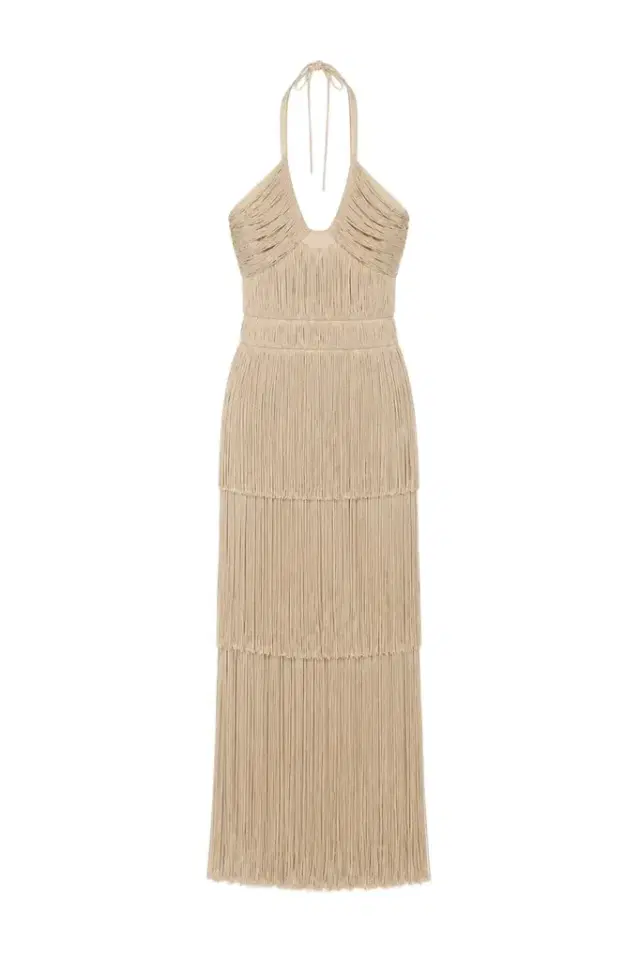 Simkhai Baldwin Draped Fringe Gown