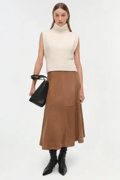 Simkhai Bonnie Suede Midi Skirt | Thumbnail 3 Simkhai Bonnie Suede Midi Skirt | Thumbnail 3