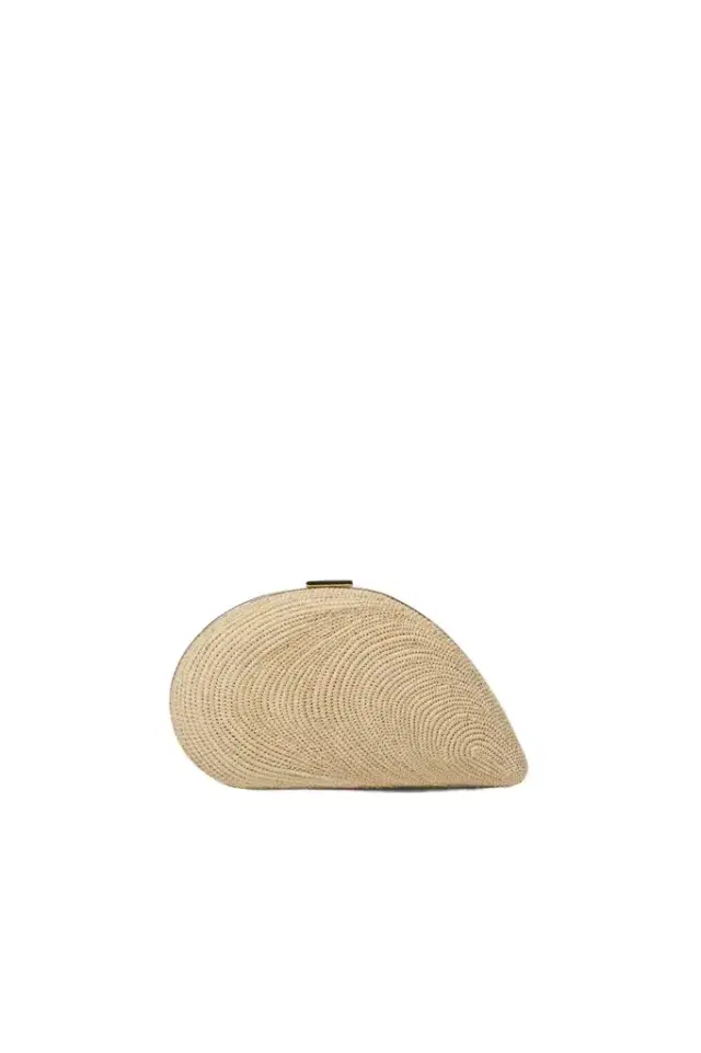 Simkhai Bridget Raffia Oyster Shell Clutch