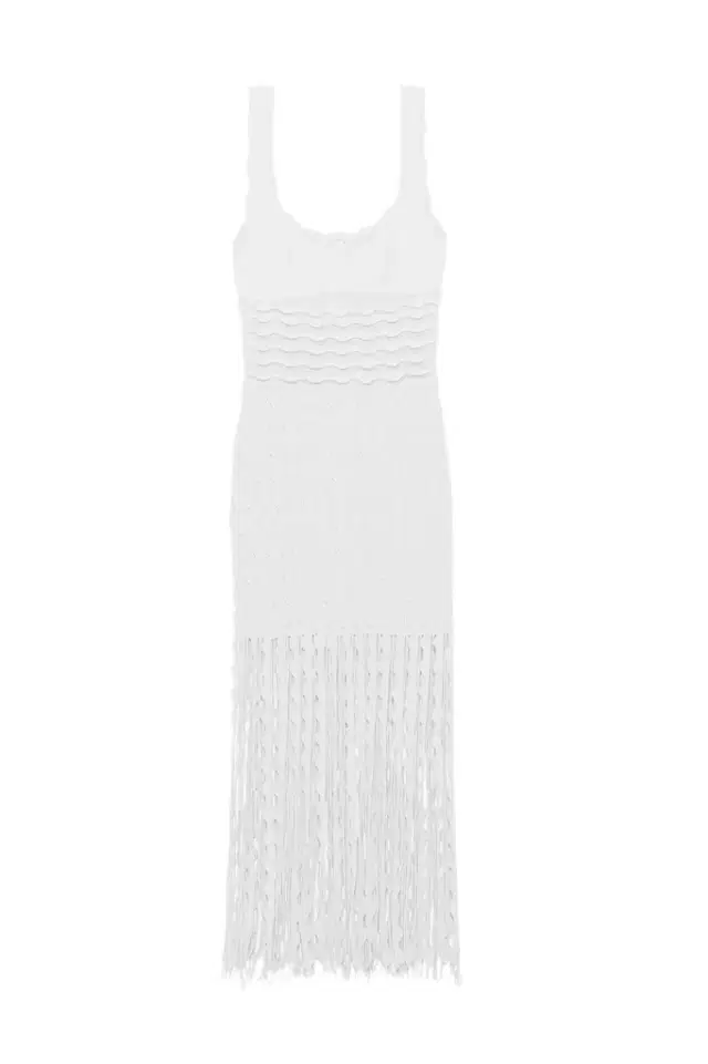 Simkhai Brionne Scalloped Knit Midi Dress