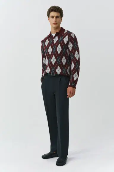 Simkhai Callum Cashmere Argyle Polo | Thumbnail 4 Simkhai Callum Cashmere Argyle Polo | Thumbnail 4
