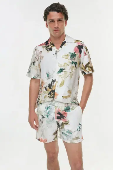 Simkhai Casper Floral Printed Silk Shirt | Thumbnail 3 Simkhai Casper Floral Printed Silk Shirt | Thumbnail 3