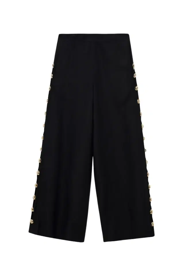 Cayman Studded Linen Wide Leg Pant