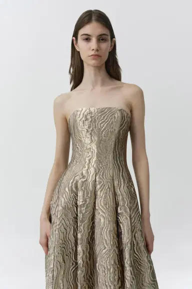 Simkhai Celeste Metallic Jacquard Gown | Thumbnail 3 Simkhai Celeste Metallic Jacquard Gown | Thumbnail 3