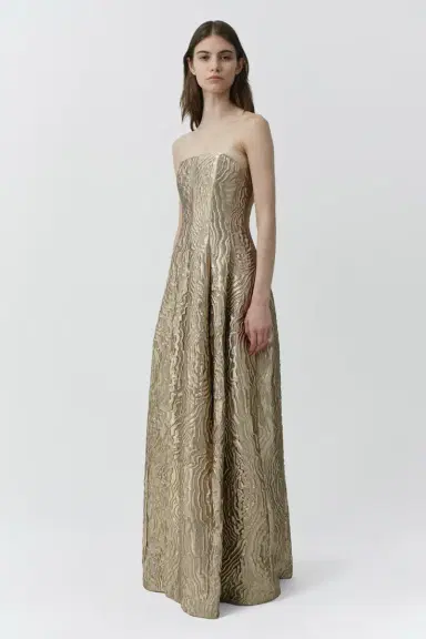 Simkhai Celeste Metallic Jacquard Gown | Thumbnail 4 Simkhai Celeste Metallic Jacquard Gown | Thumbnail 4