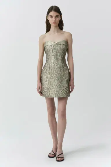 Simkhai Darcie Metallic Jacquard Mini Dress | Thumbnail 2 Simkhai Darcie Metallic Jacquard Mini Dress | Thumbnail 2