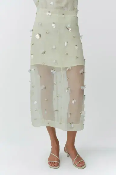Simkhai Delilah Embellished Organza Midi Skirt | Thumbnail 3