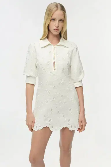 Simkhai Freya Embroidered Linen Mini Dress | Thumbnail 3