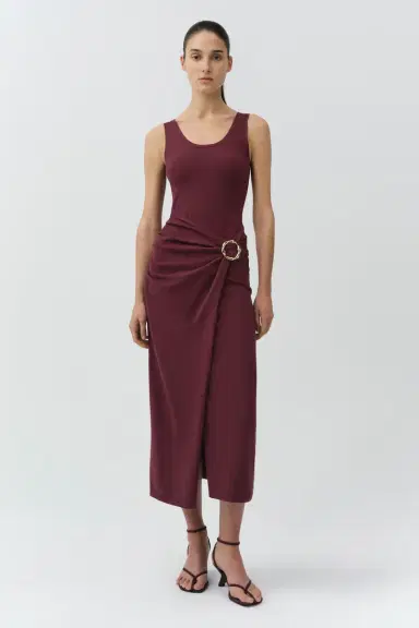 Simkhai Genne Draped Knit Midi Dress | Thumbnail 2 Simkhai Genne Draped Knit Midi Dress | Thumbnail 2