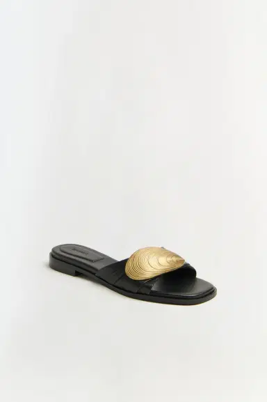 Simkhai Gigi Oyster Leather Flat Slide | Thumbnail 3 Simkhai Gigi Oyster Leather Flat Slide | Thumbnail 3