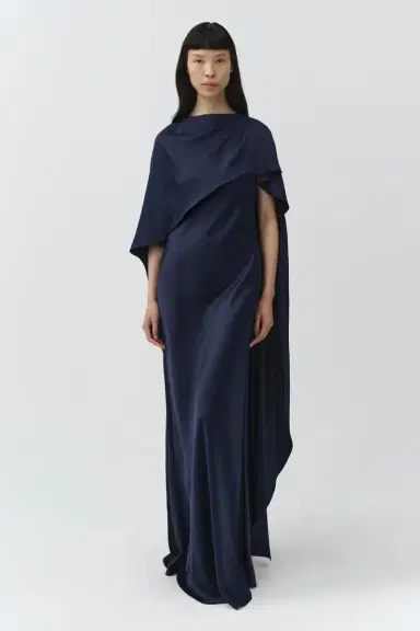 Simkhai Izel Satin Cape Gown | Thumbnail 2 Simkhai Izel Satin Cape Gown | Thumbnail 2